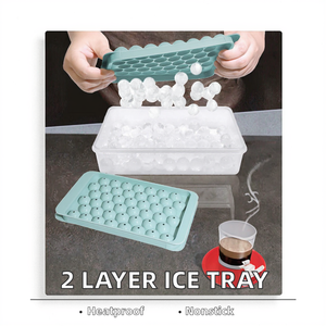2-Layer <b>Ice</b> Cube Tray Lid Bin <b>Pop</b> Ball Maker Mold Non-Stick PP Heat Resistant 80C Freezer Proof -20C for Household Whiskey - Product Image 2