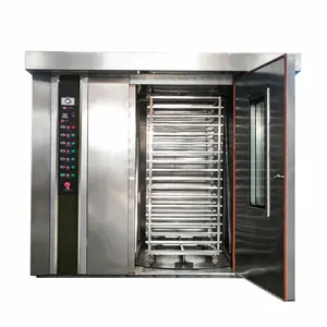 32 Trays Capacity Electric Gas Rotary Oven With Single Trolley For Baguette Pizza Croissant Loaf Bread Baking Machine