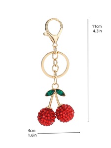 Thanh lịch hợp kim Rhinestone mô phỏng Cherry Keychain kim cương xe quyến rũ tinh tế túi Mặt dây chuyền Keychain - Product Image 2