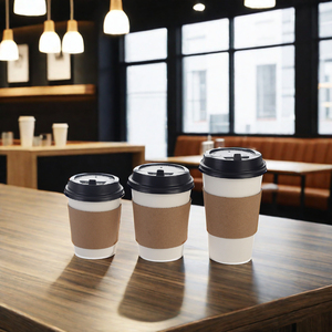 EN PACK Logotipo personalizado Cartón desechable Restaurante Café 12oz 16oz 20oz Café caliente Tazas de papel Blanco con mangas y tapa - Product Image 6