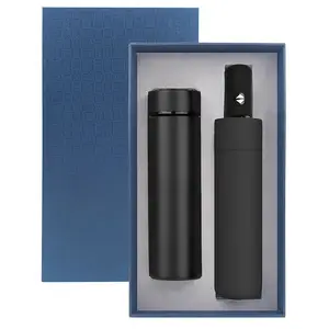 Vacuum Flask Gift Set LED Temperature Display Stainless Steel Business Thermos Smart Water Bottle And Umbrella Set With Gift Box