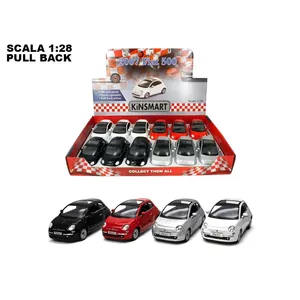 รถเหล็กหล่อ Kinsmart 2007 Fiat 500 ขนาด 1:28 ของเล่นแบบดึงถอยหลัง ผลิตในอิตาลี - Product Image 3