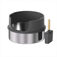 Bac à litière rond en acier inoxydable grande capacité facile à nettoyer pour chat avec poubelle intégrée, plateau pour chat d'intérieur OEM