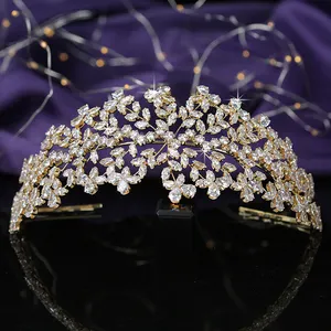 Cabeça de noiva, pente design de flor para mulheres, acessórios para cabelo, tiaras e coroa, zircônia cúbica, bc5461 corona