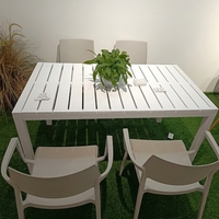 Table d'extérieur moderne en plastique durable et imperméable pour la détente, idéale pour la cour, le balcon, le café, le patio, le jardin, meubles d'extérieur, table de patio