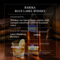 Whisky Mezclado BARAKA de 700 ml, 41% Vol., Sabor Rico y Suave con Postgusto Prolongado, Grado A, Certificado ISO, Destilado