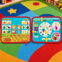 Tableau d'activités portable en feutre pour tout-petits, tableau d'apprentissage Montessori, jouets sensoriels pour les voyages en avion, en voiture, en road trip