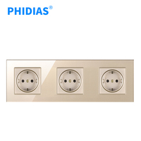 Sunpower-prise murale tactile, EU, panneau en verre de cristal coloré, AC 110 ~ 250V 16a, alimentation 3 prises, pour maison