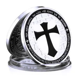 Ridder Templar Badge Verzilverde Munt Verzamelbare Souvenir Geschenk Ridder Herdenkingsmunt