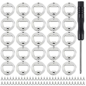 Custom Wholesales 25pieces 40mm Bottle Opener Inserts with <b>Screws</b> <b>Chrome</b> Iron DIY Wine Soda Cap Catcher Kitchen Accessories - Product Image 1