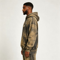 Sweat à capuche personnalisé pour homme, coupe oversize, épais, uni, style streetwear, imprimé, court, avec fermeture éclair quart de tour, brodé, en coton 100% premium 400 g/m²