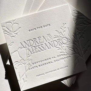 High-quality Embossed <strong>Invitation</strong> Card Custom Wedding Menu Card Printing Letterpress Card Printing Custom