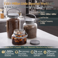 Bocaux de conservation en verre transparent grande capacité pour la vente en gros, pots de fermentation et de marinade pour la cuisine avec poignée portable pour usage domestique