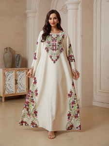<span class=keywords><strong>Abaya</strong></span> OEM/ODM transfrontalière à col en V avec motif imprimé, robe longue de style Golfe de haute qualité, robe longue à motif floral, style Dubaï - Product Image 6