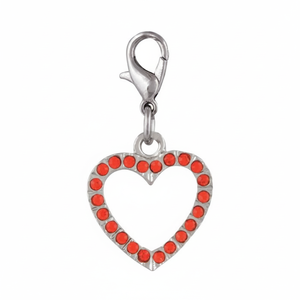 Ciondolo a forma di cuore rosso con strass, tono argento, per la creazione di gioielli - Product Image 2