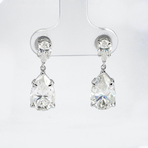 Pear Shape Moissanite <b>Stud</b> Earrings S925 <b>Silver</b> Leaf Shape Drop Earrings - Product Image 2