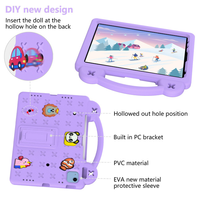 3D Cartoon Kid Children Design Kickstand DIY Mix and Match Accessories Hole Silicone Case for ipad 10.2 10.5