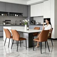 Chaise de salle à manger moderne à dossier incurvé en forme de vague, pieds en métal, vente en gros d'usine pour salle à manger et restaurant