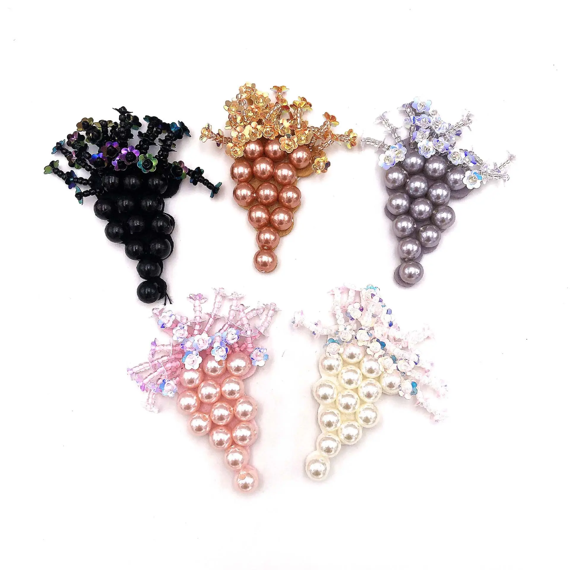 fashion decorative handmade 3D grape cluster patch diy bag hat shoes sock embellishment pearl sequined beaded applique patch