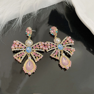Pendientes de Gota de Agua con Lazo Rosa, Diseño Exquisito y Elegante 2026, Pendientes de Lujo Personalizados para Mujer, Joyería de Moda - Product Image 5