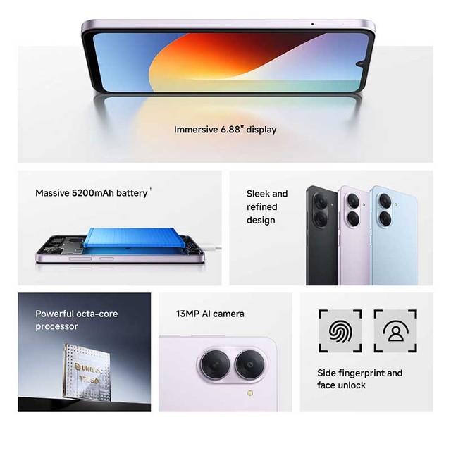 REDMI A7 120Hz OLED Display Global Version Smartphone Dual SIM Octa Core Android 15 13MP Rear Camera LTE New