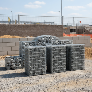 Cestas de Gabión de Hierro Galvanizado Plateado, Barreras Acústicas Duraderas, Juego de 4, Tamaño Grande, Diseño Industrial - Product Image 2