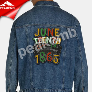 Venta al por mayor parche personalizado Juneteenth 1865 bordado lentejuelas parche hierro en <span class=keywords><strong>pegamento</strong></span> en la parte posterior <span class=keywords><strong>para</strong></span> <span class=keywords><strong>ropa</strong></span> - Product Image 1