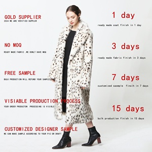 Cappotto di pelliccia di finta volpe lungo all'ingrosso su misura stile caldo donna stile <span class=keywords><strong>leopardato</strong></span> pelliccia di finta lince - Product Image 2