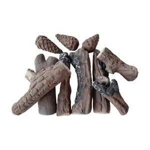 Quemador de leña decorativo Troncos de gas de cerámica Troncos realistas para chimenea