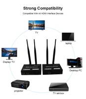 Extensor HDMI Inalámbrico 1080P 60Hz 2.4G 5.8GHz, Kit Transmisor y Receptor de 200m con Control Remoto IR y Salida Local para PC y Proyector