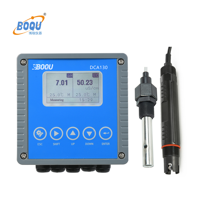 DCA130 Online pH ORP EC Salinity TDS Resistivity Conductivity Dual Channel Water Quality Analyzer Meter Controller for pH & EC