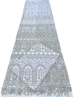 Tissu de mariée NI.AI en dentelle à sequins, tissu en dentelle à sequins coloré pour fête de mariage