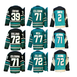 Camisetas de Hockey sobre Hielo de los San Jose Sharks para Hombre, Venta al por Mayor, 71 Macklin Celebrini, 39 Logan Couture, 72 EKLUND, 77 MISA, Bordado Completo - Product Image 1