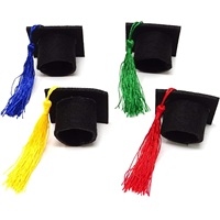Mini-capsule de bouteille en feutre noir en forme de toque de graduation, décoration originale pour bouteilles de vin, accessoires de table pour fête de remise des diplômes, promotion 2026