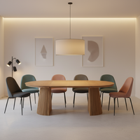 Ensemble de salle à manger ovale extensible en bois massif contemporain, mobilier moderne pour la maison, assemblé