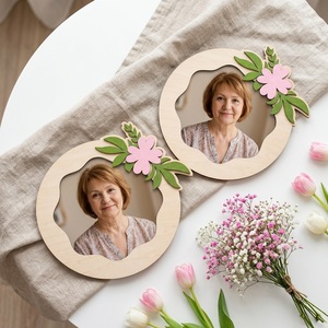 กรอบรูปไม้ลายดอกไม้แบบปรับแต่งได้ สลักข้อความเป็นของที่ระลึกสำหรับวันแม่และตกแต่งบ้าน - Product Image 4