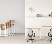 Table de réunion contemporaine OMNI, bureaux modulaires pliables, prises électriques, solution alimentée en acier inoxydable pour le bureau