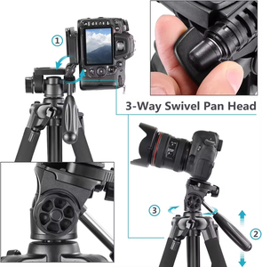Neewer Trípode de cámara de aluminio portátil de 56 pulgadas con cabeza panorámica giratoria de 3 vías, bolsa para cámara <span class=keywords><strong>DSLR</strong></span>, videocámara DV - Product Image 5