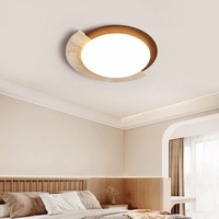 Plafonnier LED minimaliste moderne en bois de travertin, rond, encastré, pour chambre à coucher, salon
