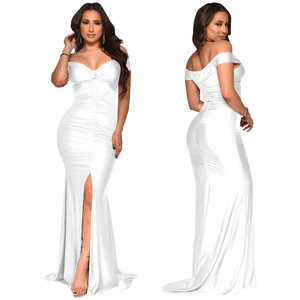 Bdbh 10062 Robe moulante à col en V et épaules dénudées pour <span class=keywords><strong>femme</strong></span>, collection Printemps-Été <span class=keywords><strong>2022</strong></span>, style transfrontalier Europe et États-Unis - Product Image 1