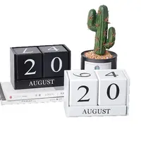 Calendario ahşap ev dekor takvim bloğu kalıcı çokgen küp masa ahşap blok takvim