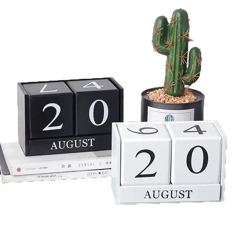 Calendario Wood Home Decor Kalender Block Perpetual Polygon Cube Schreibtisch Holzblock Kalender