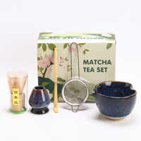 Bol à matcha en céramique japonaise artisanale, bol à matcha et support pour fouet, coffret cadeau de démarrage pour le thé japonais