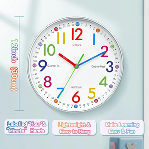 <span class=keywords><strong>Horloge</strong></span> <span class=keywords><strong>murale</strong></span> silencieuse à quartz de 25 cm pour la gestion du temps des enfants, motif dessin animé, pour la petite enfance, 10 pouces, pour salon - Product Image 5