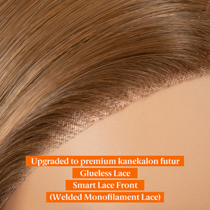 Perruque en dentelle monofilament synthétique Kanekalon en gros avec perruques en fibre Futura, perruques frontales blondes en dentelle pour femmes - Product Image 3