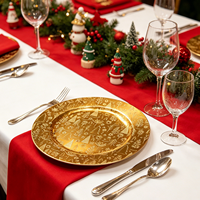 Assiettes de Présentation Dorées en Plastique PP 33cm avec Motif Flocon de Neige Festif pour Décorations de Table de Noël