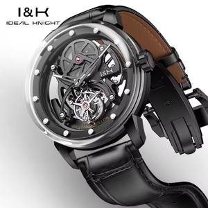 Reloj de pulsera mecánico automático de lujo de alta gama con tourbillon real IDEAL KNIGHT para hombre, transparente y hueco, ideal para dropshipping. - Product Image 3