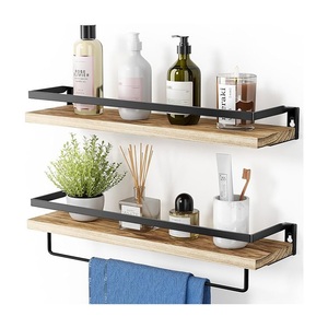Modern Double-Tier Stainless Steel Bathroom Wall Storage Rack with Towel <b>Bar</b> and Toiletries Holder - Product Image 1