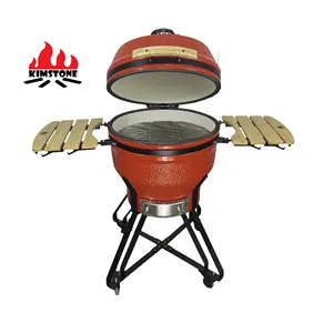 Kimstone 2023 thiết kế mới nhiệm vụ nặng nề 26 inch than nướng Kamado gốm với lỗ thông hơi đáy mở hoàn toàn và hệ thống bản lề giảm xóc