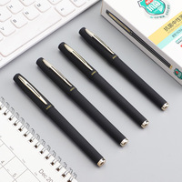 Stylo bille en gel personnalisé pour usage professionnel, noir, caoutchouté, toucher doux, avec logo personnalisé et encre gel noire, rouge, bleue de 0,5 mm